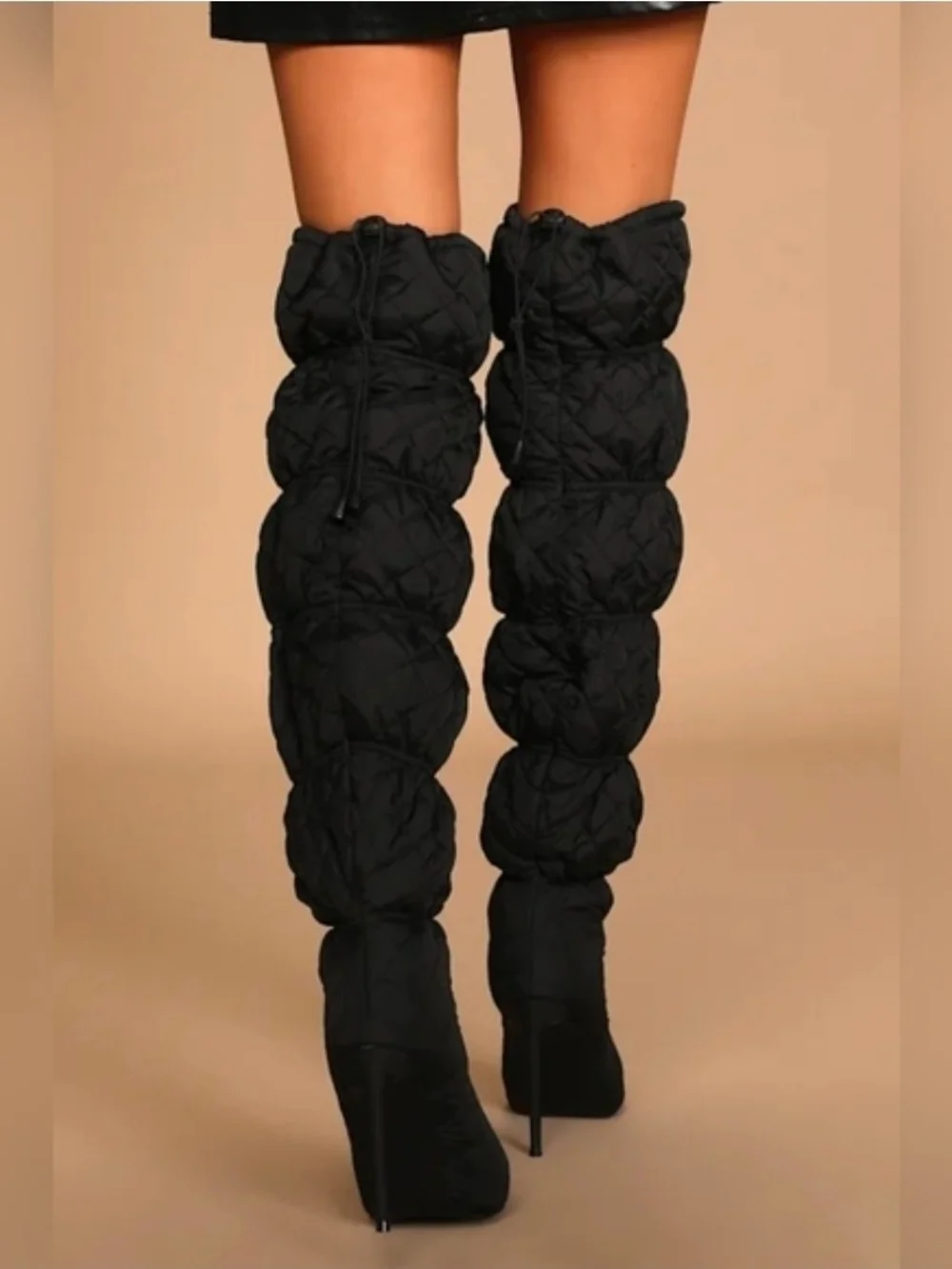 Steve Madden Black Quilted Over-the-Knee Puff Leg Warmers